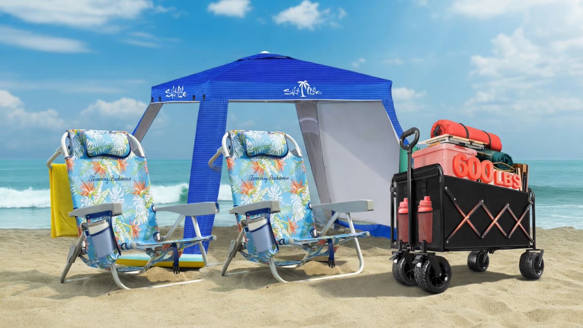 Beach day kit rental — Tommy Bahama chairs, umbrella, and beach wagon delivered Gulf Coast Florida
